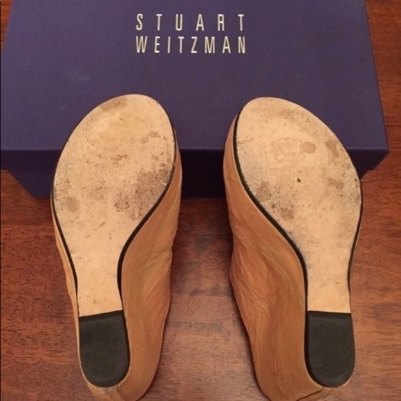 Stuart Weitzman tan wedge 4” heels. - Picture 4 of 4